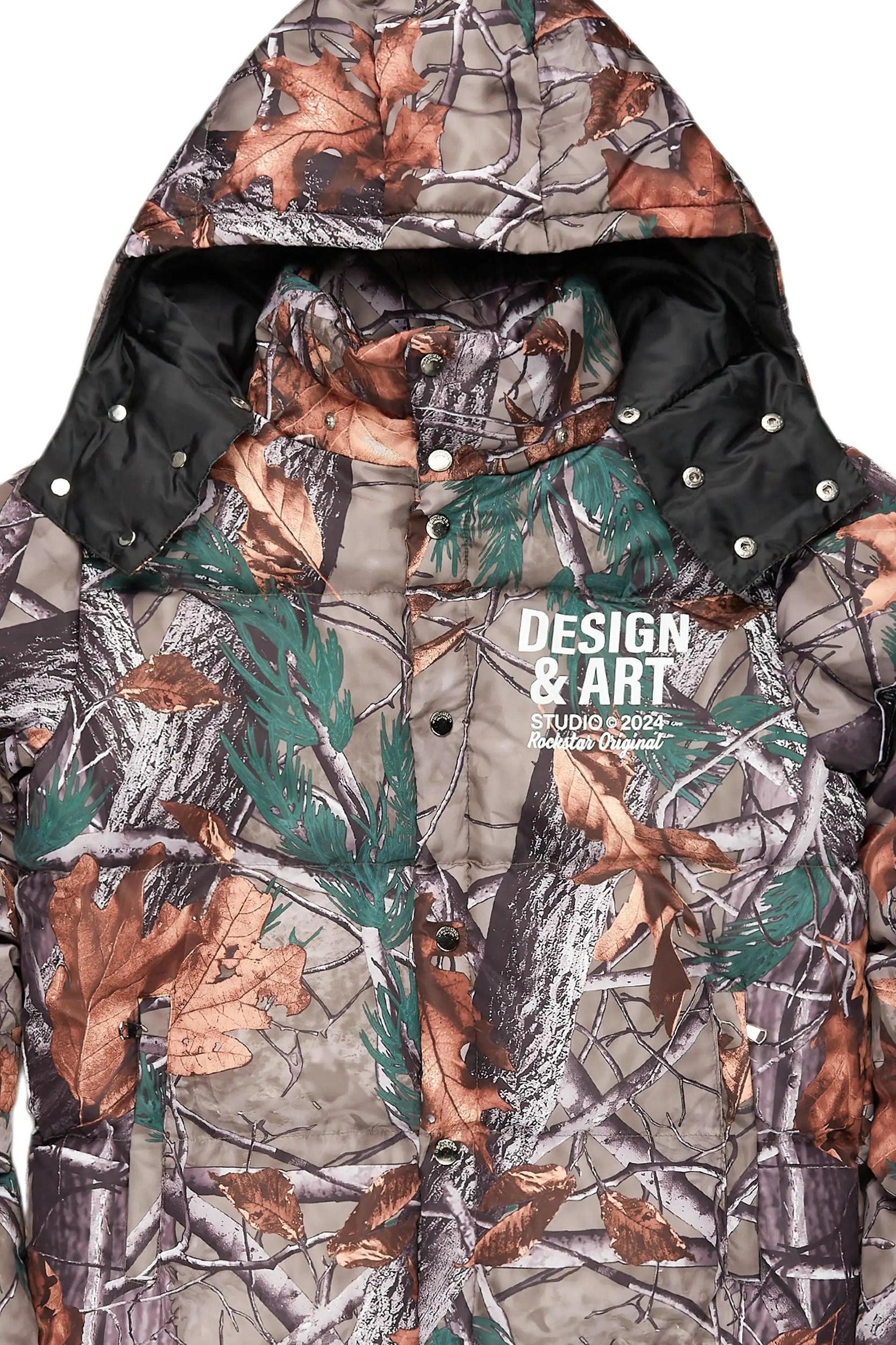 Bandik Beige Tree Camo Puffer Jacket Male Product Image