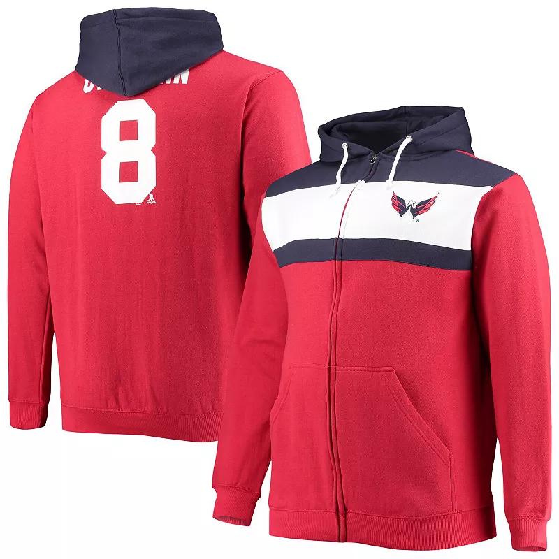 Men's Profile Alexander Ovechkin Red Washington Capitals Big & Tall Colorblock Full-Zip Hoodie,  Product Image