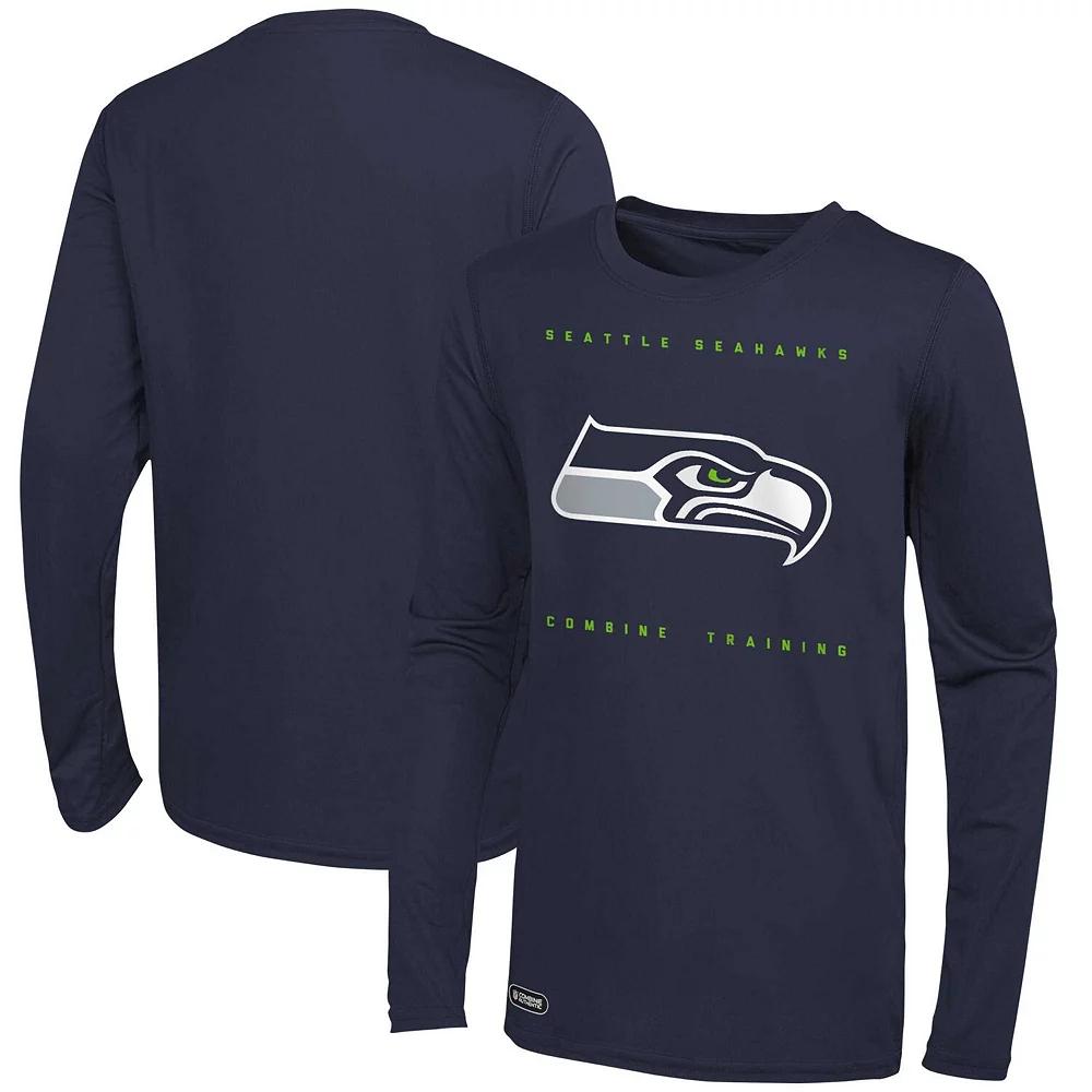 Men's College Navy Seattle Seahawks Side Drill Long Sleeve T-Shirt,  Product Image