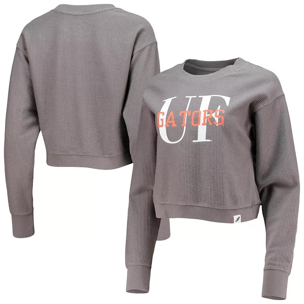 Women's League Collegiate Wear Graphite Florida Gators Classic Corded Timber Crop Pullover Sweatshirt, Size: XL, Dark G Product Image