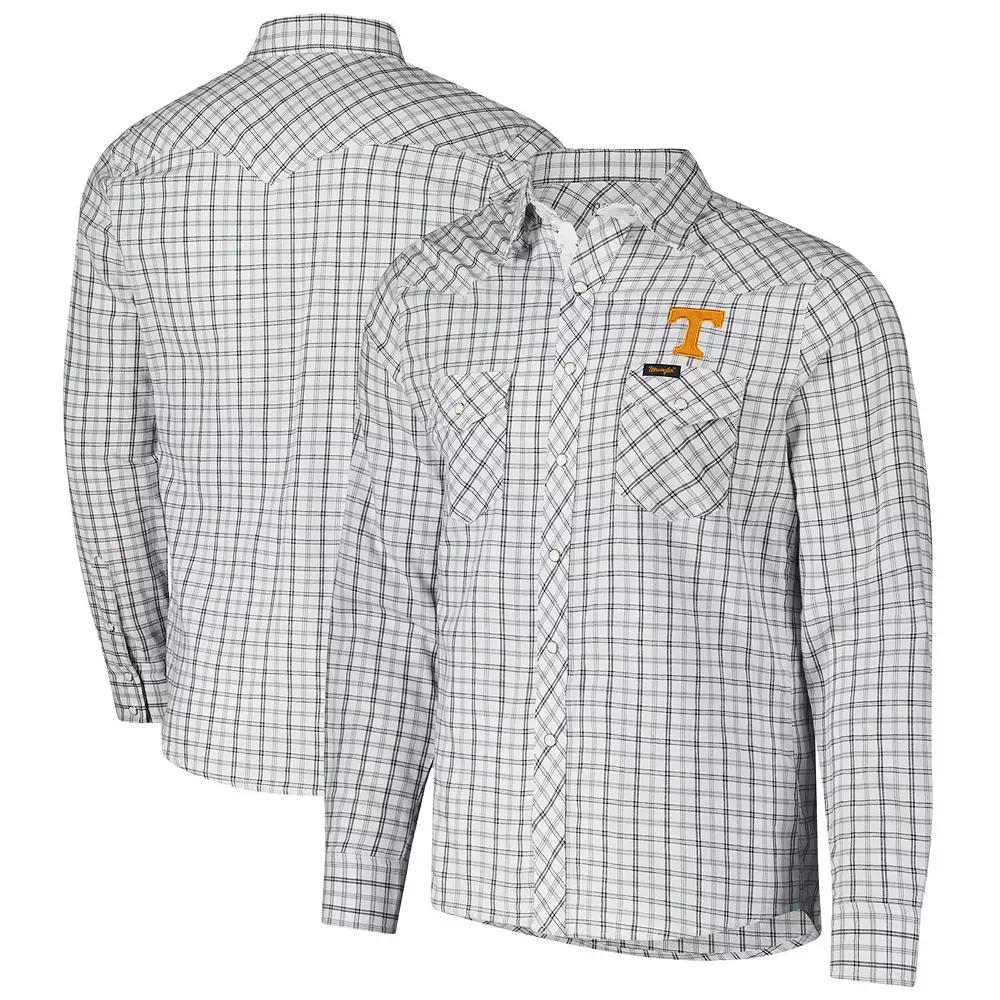 Men's Colosseum x Wrangler White Tennessee Volunteers Plaid Window Pane Long Sleeve Full-Snap Shirt, Size: Small Product Image