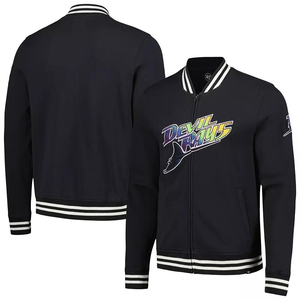 Men's '47 Black Tampa Bay Rays Wax Pack Pro Camden Full-Zip Track Jacket, Size: 3XL Product Image