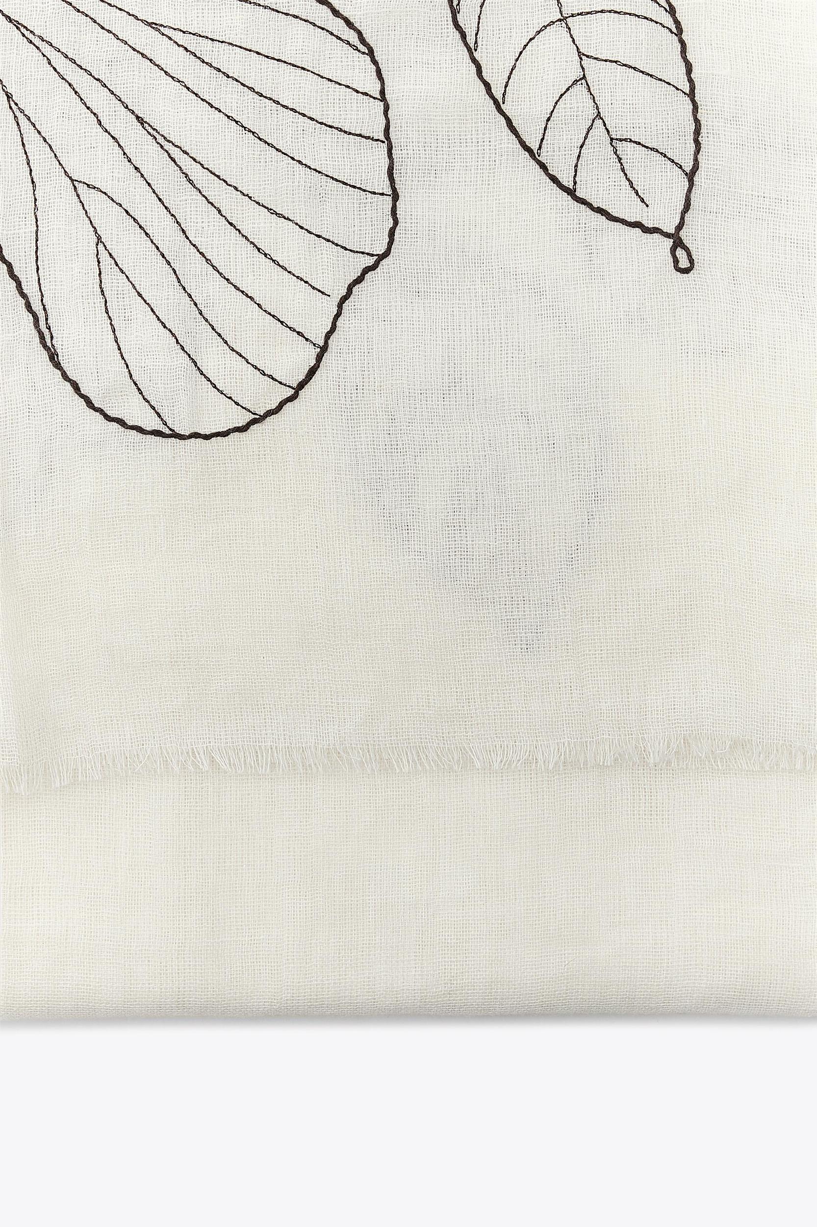 EMBROIDERED FLORAL COTTON SCARF Product Image