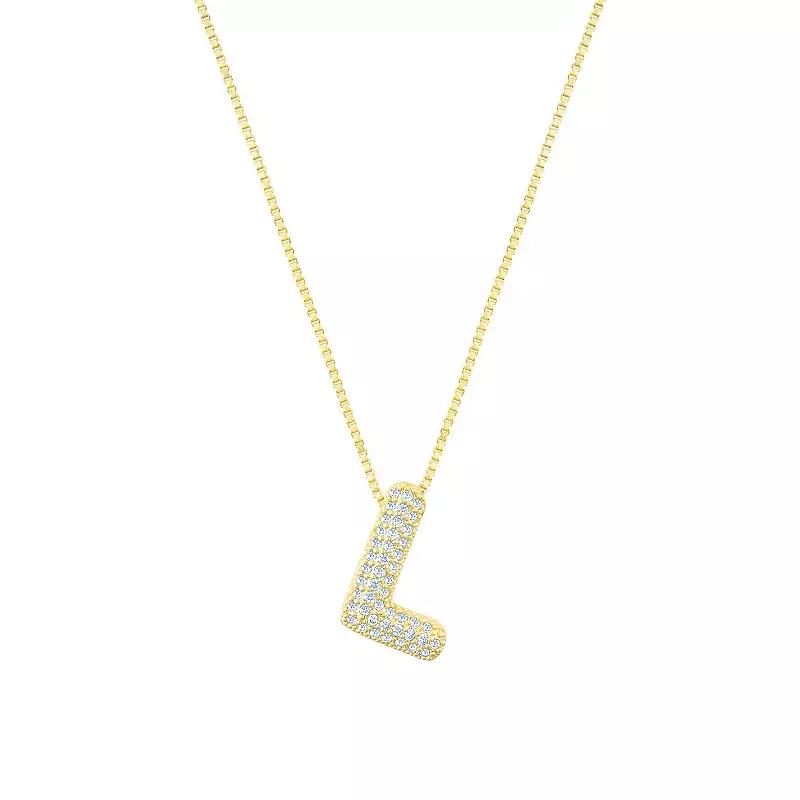 Adornia 14k Gold Plated Pave Bubble Letter Necklace, Womens Product Image