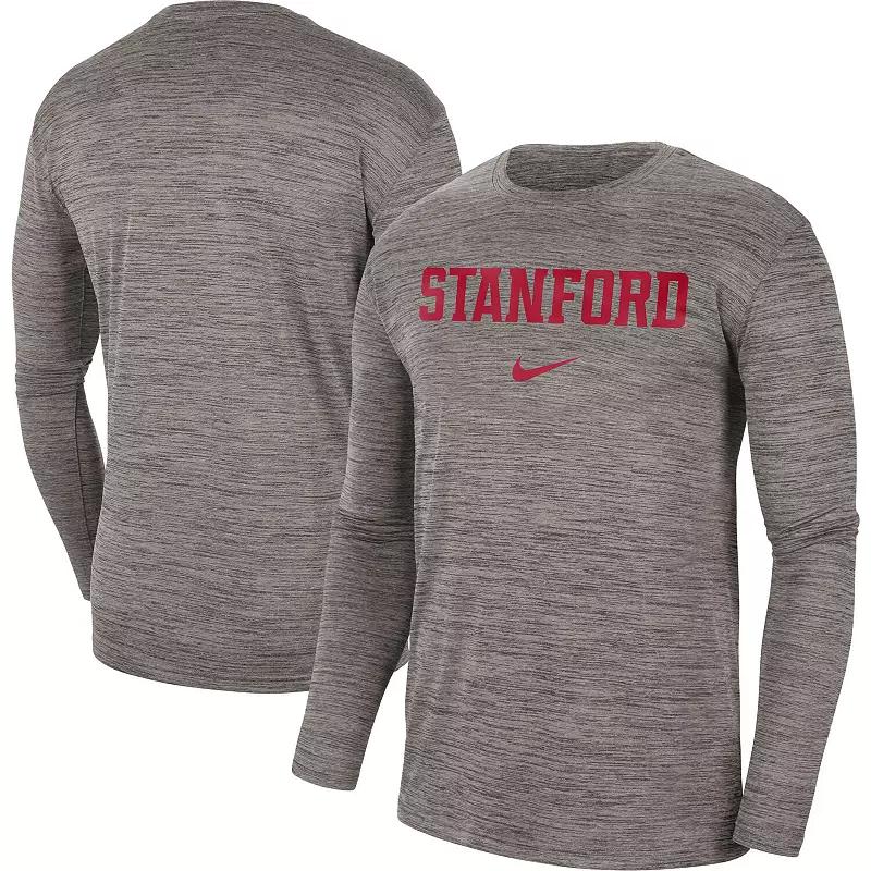Men's Nike Heather Gray Stanford Cardinal Team Velocity Performance Long Sleeve T-Shirt, Size: 2XL, Grey Product Image