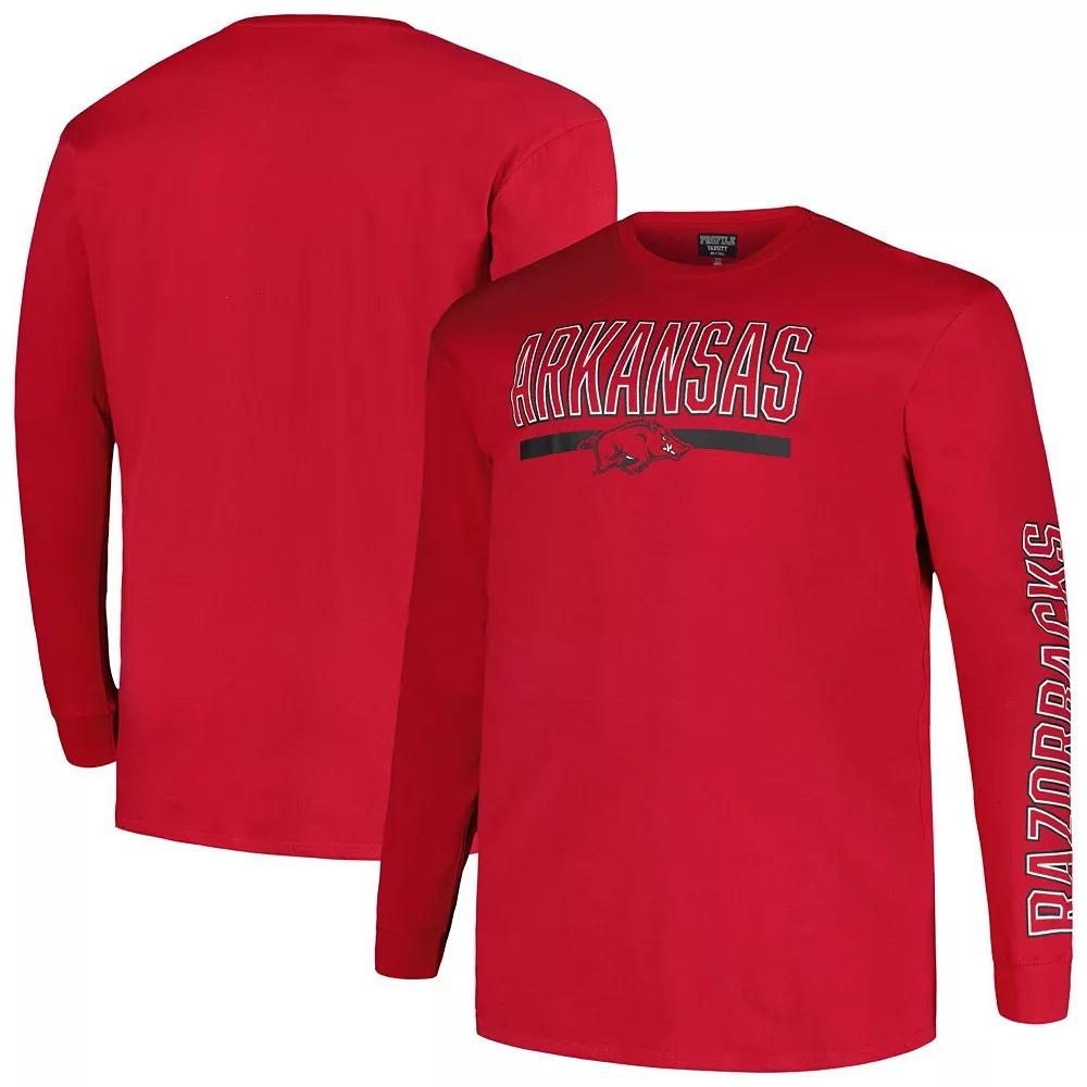 Men's Profile Cardinal Arkansas Razorbacks Big & Tall Two-Hit Graphic Long Sleeve T-Shirt,  Product Image