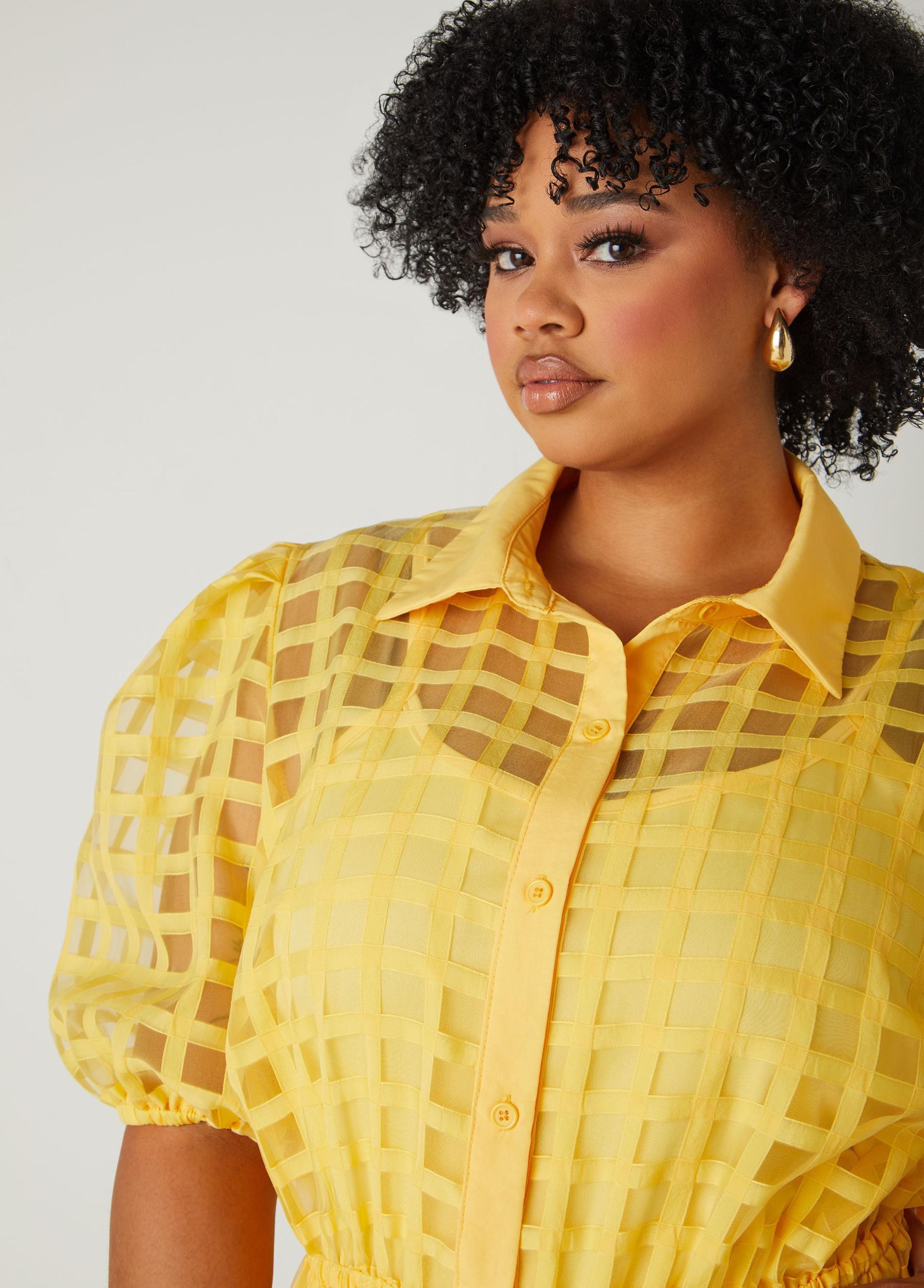 Windowpane Flounced A Line Dress Product Image