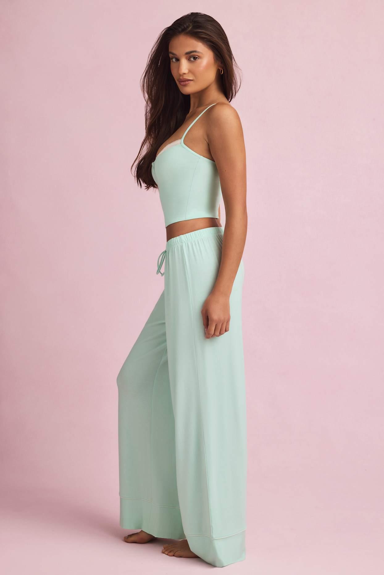 Modal Mid-Rise Pyjama Trousers in Mint Product Image
