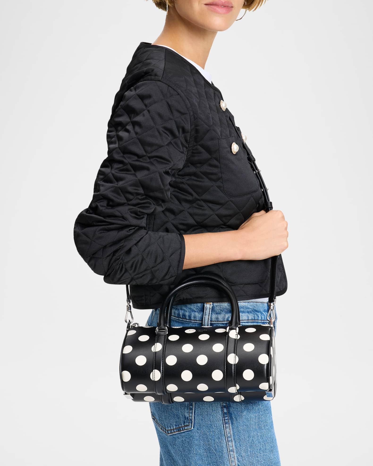 spade icon small polka dot leather barrel top-handle bag Product Image