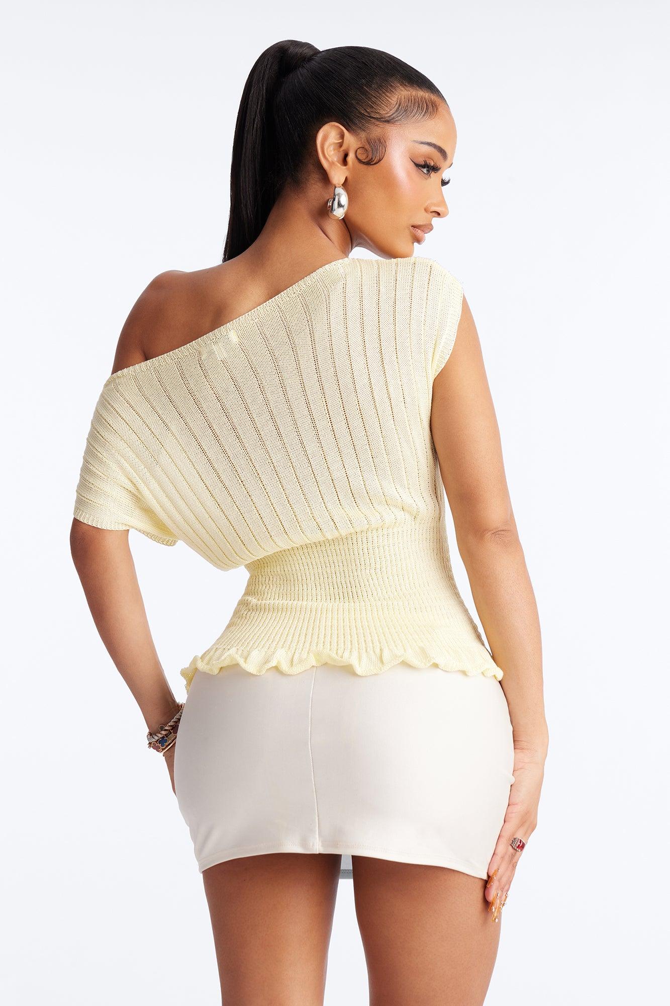 Ready For Fun Ruffle Trim Sweater Top - Butter Yellow Female Product Image