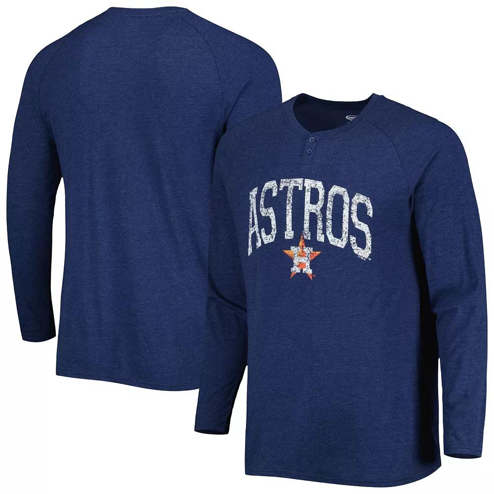 Men's Concepts Sport Navy Houston Astros Inertia Raglan Long Sleeve Henley T-Shirt, Size: Small, Blue Product Image