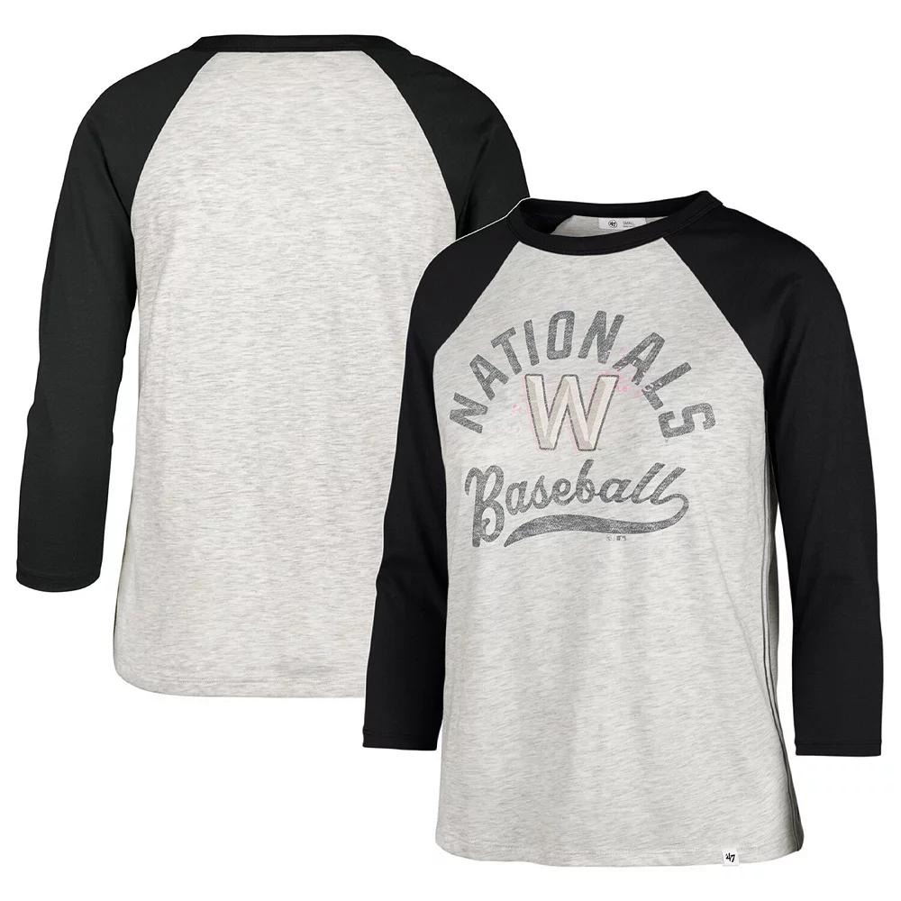 Women's '47 Gray Washington Nationals City Connect Retro Daze Ava Raglan 3/4-Sleeve T-Shirt, Size: Medium, Grey Product Image