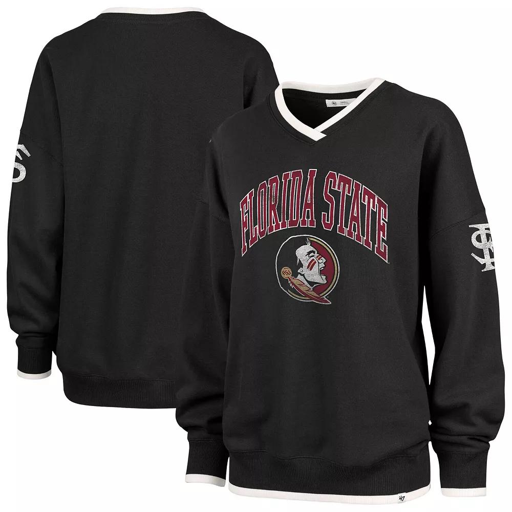 Women's '47 Black Florida State Seminoles Clubhouse Daze Eighty V-Neck Pullover Sweatshirt,  Product Image