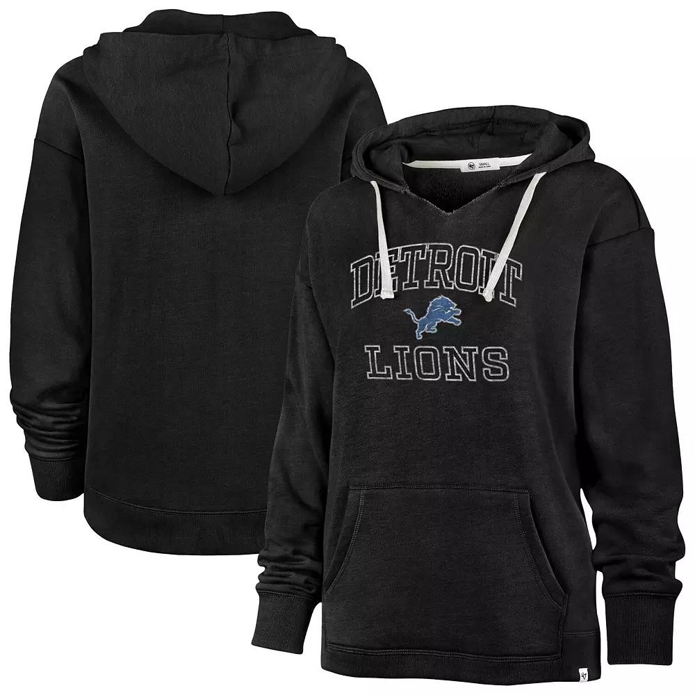 Women's '47  Black Detroit Lions Plus Size Clarity Kennedy Pullover Hoodie, Size: 2XL Product Image