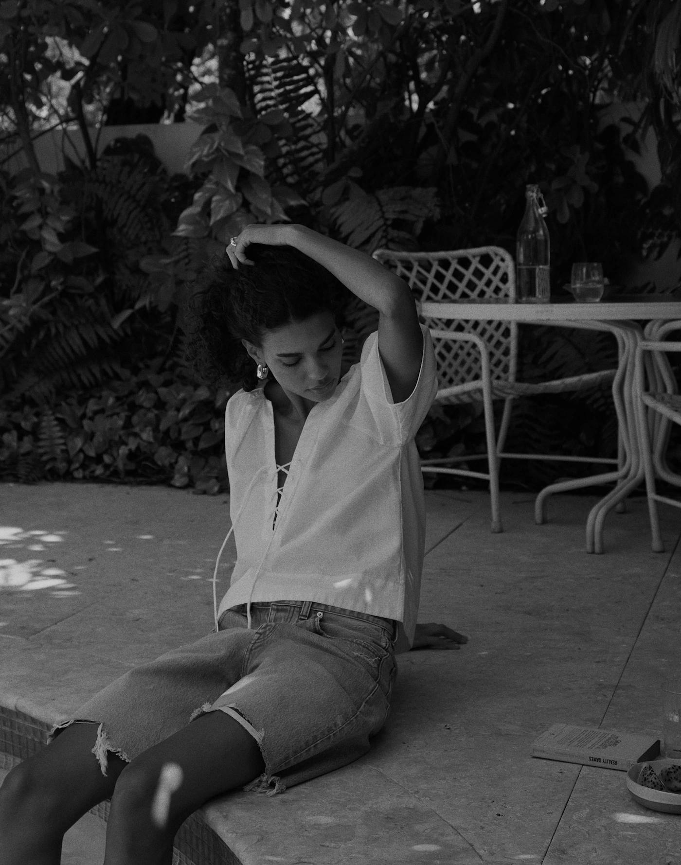 Poplin Lace-Up Top Product Image