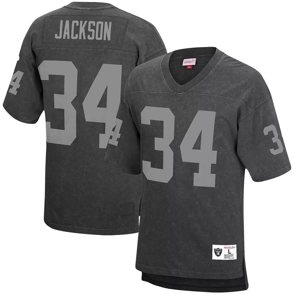 Men's Mitchell & Ness Bo Jackson Black Los Angeles Raiders Retired Player Name & Number Acid Wash Top, Size: Large, Nfl Black Product Image