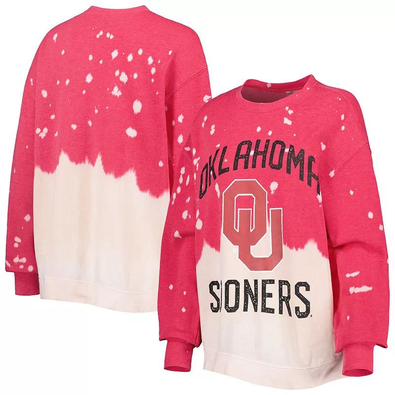 Women's Gameday Couture Crimson Oklahoma Sooners Twice As Nice Faded Dip-Dye Pullover Long Sleeve Top,  Product Image