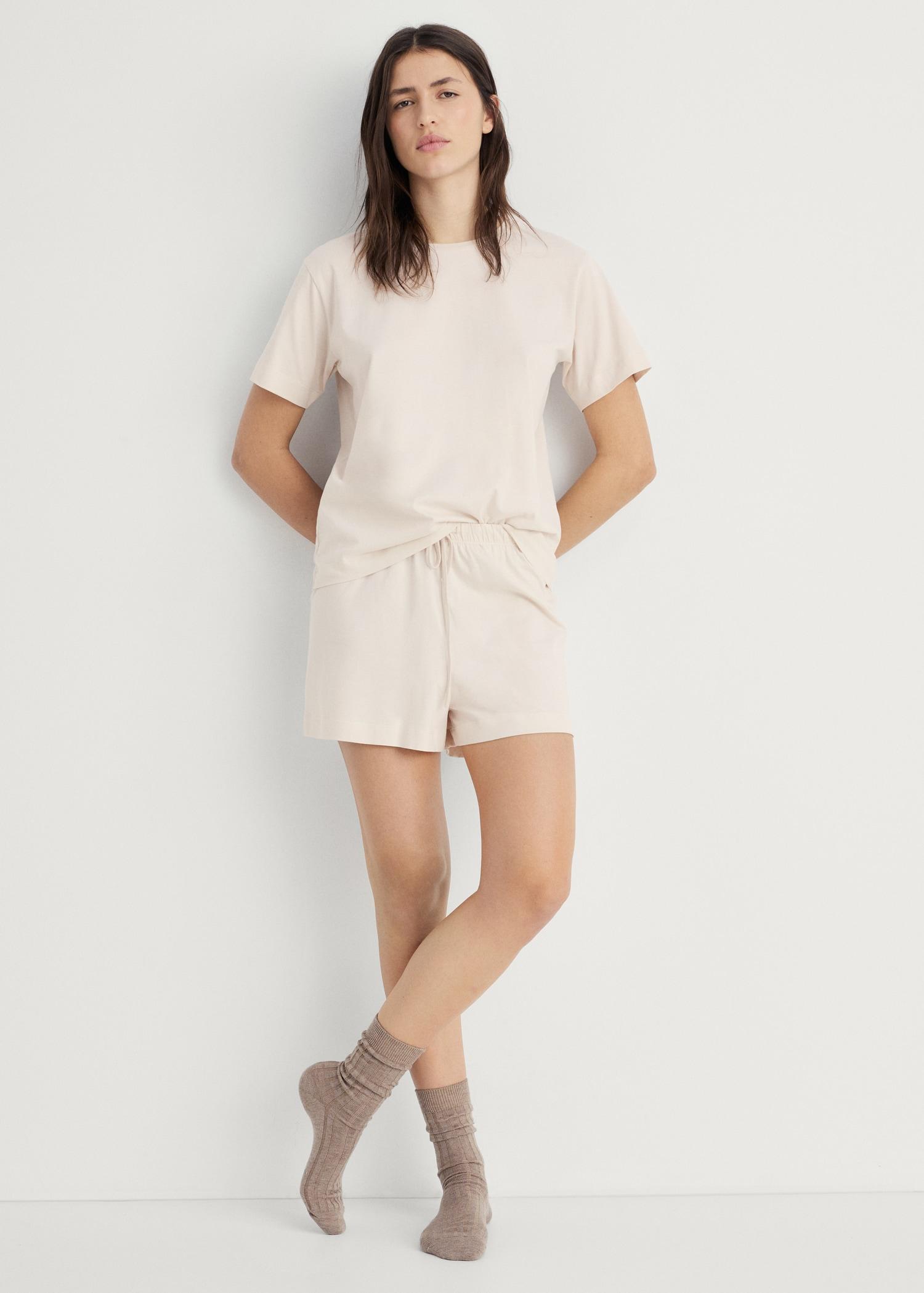 Two-piece short cotton pajama set - Women | MANGO USA Product Image