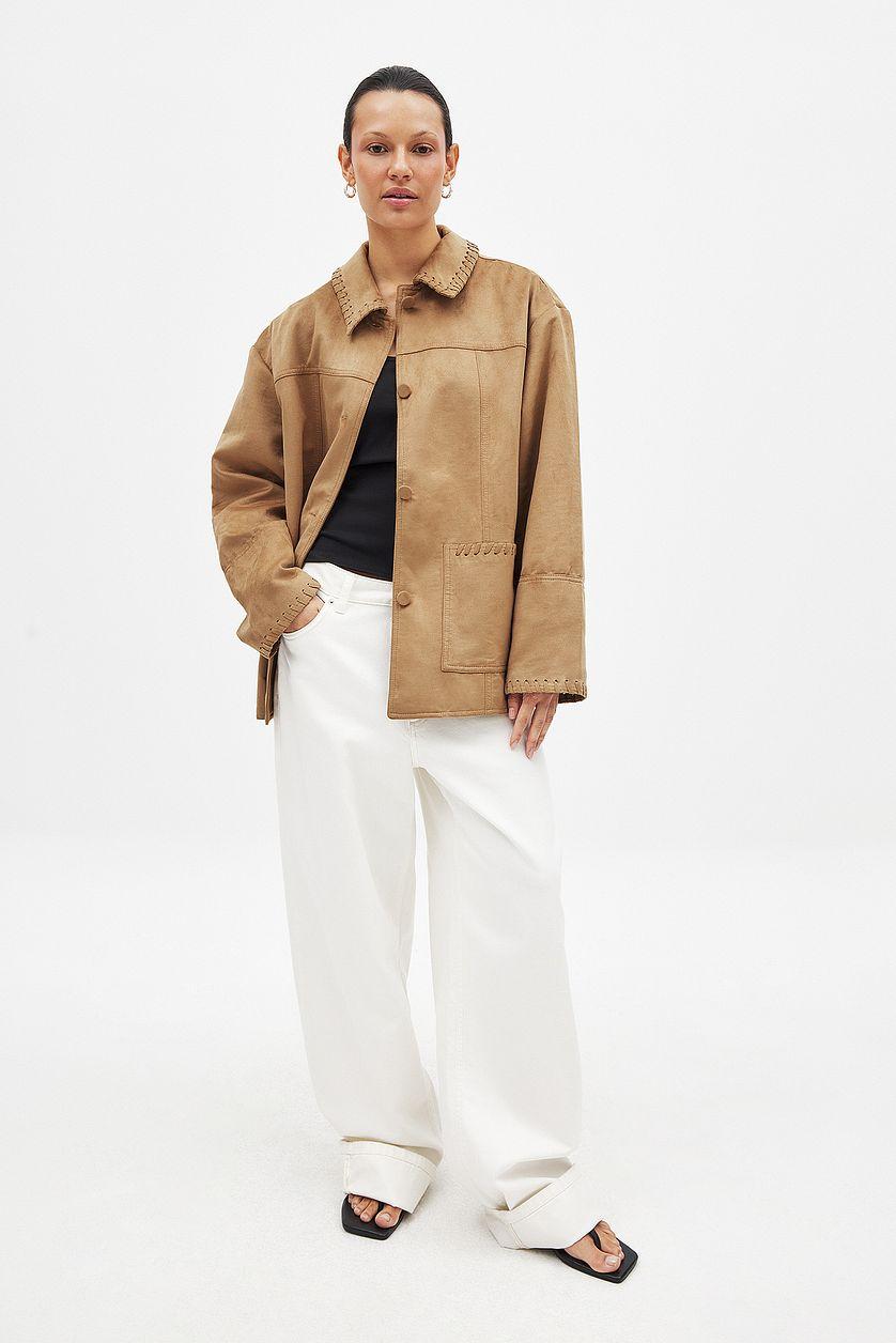 Faux Suede Seam Detail Jacket Product Image