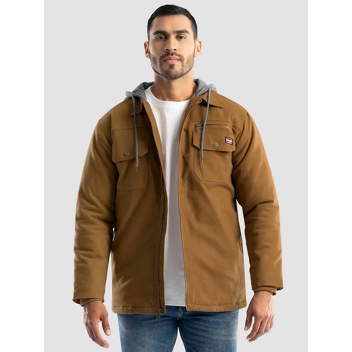 Men's Hooded Workwear Quilted Lined Shirt Jacket in Rubber Product Image