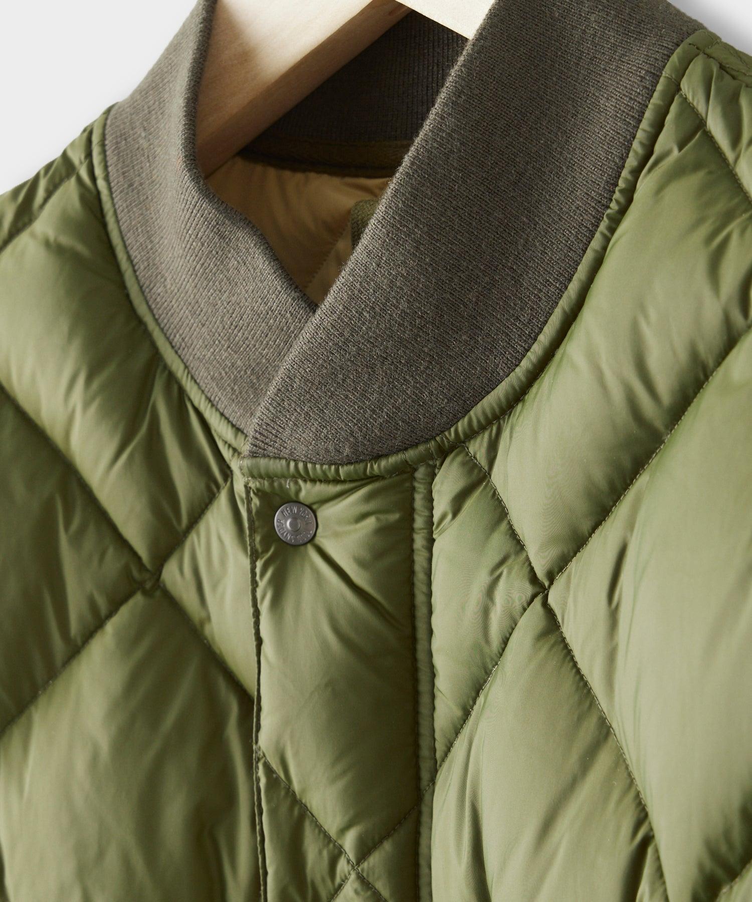 Italian Quilted Down Snap Bomber in Olive Product Image