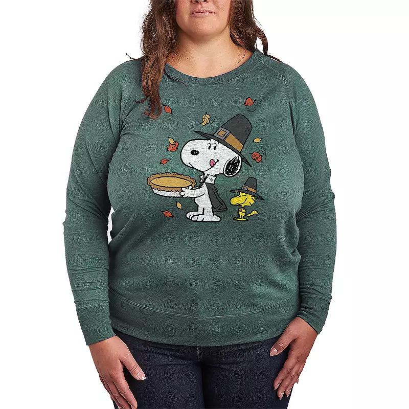 Women's Peanuts Snoopy & Woodstock Thanksgiving French Terry Long Sleeve Tee,  Product Image
