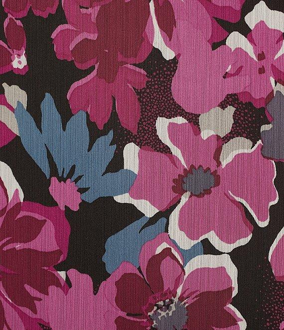 Kasper Plus Size Floral Crew Neck 3/4 Ruffle Sleeve Blouse Product Image