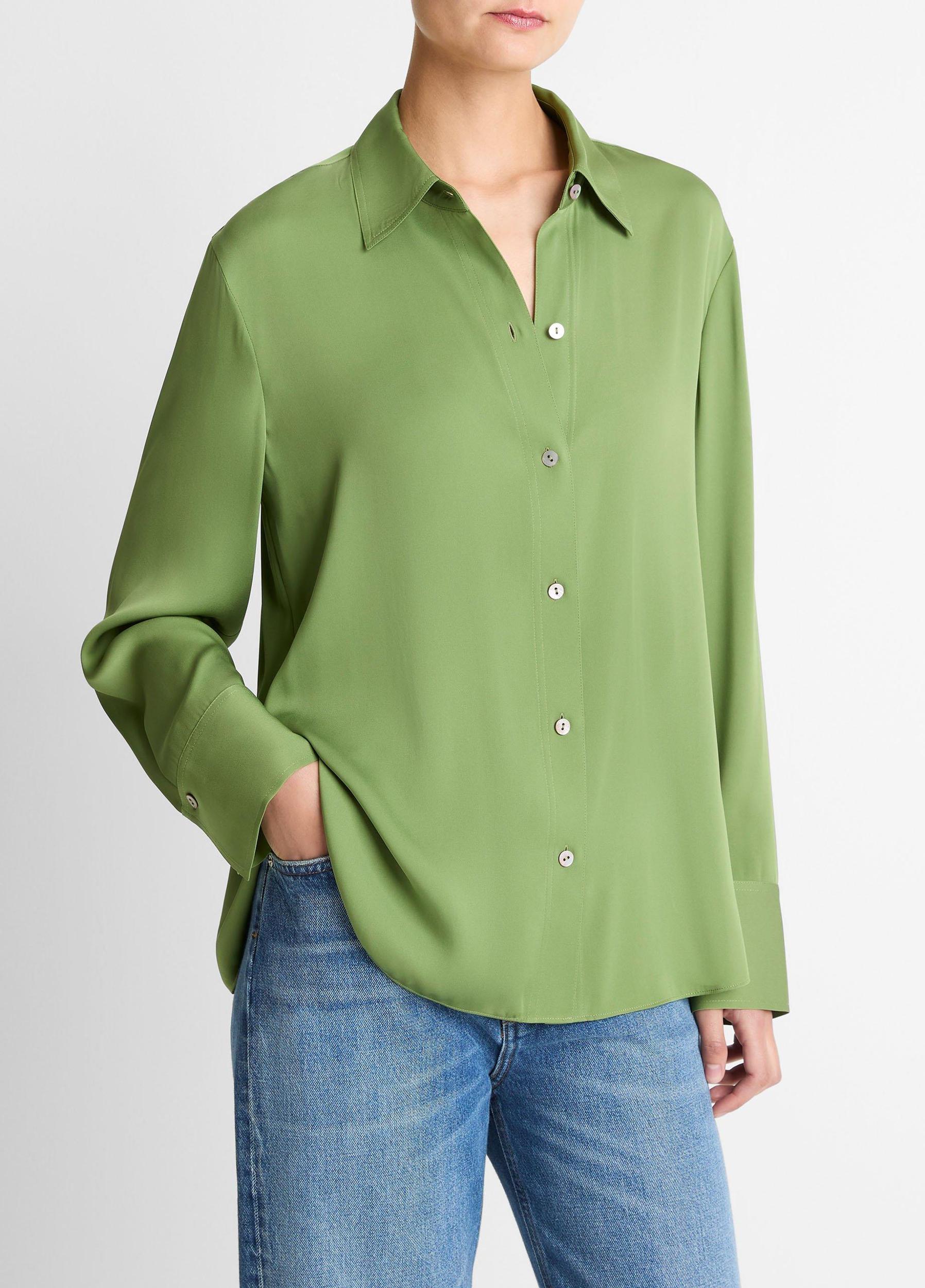 Stretch-Silk Button-Front Blouse Product Image