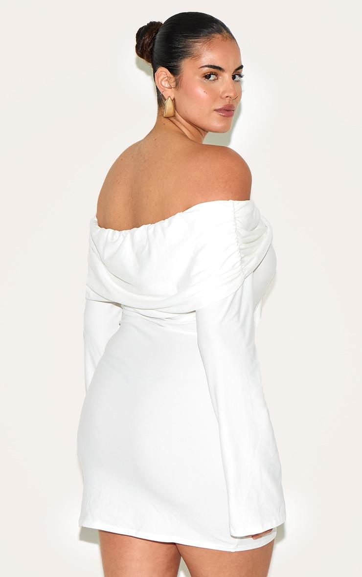 Plus Cream Soft Touch Twist Detail Bardot Bodycon Dress Product Image