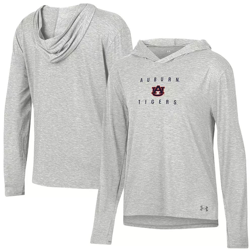Women's Under Armour Heather Gray Auburn Tigers Super-Soft Breezy Long Sleeve Tri-Blend Hoodie T-Shirt, Size: XS, Grey Product Image
