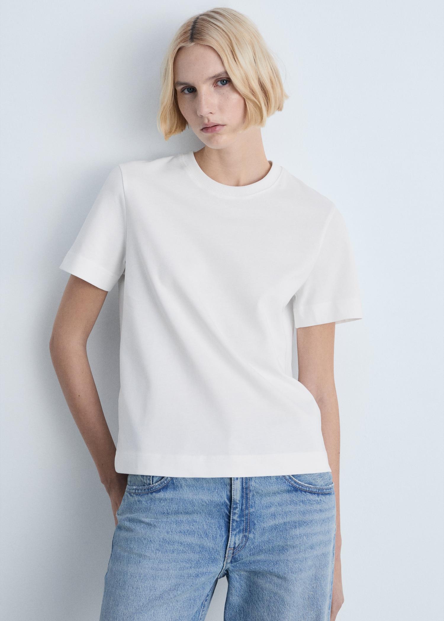 Short-sleeved cotton t-shirt - Women | MANGO USA Product Image