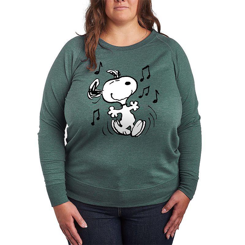 Women's Peanuts Snoopy Dancing French Terry Long Sleeve Tee, Girl's,  Product Image