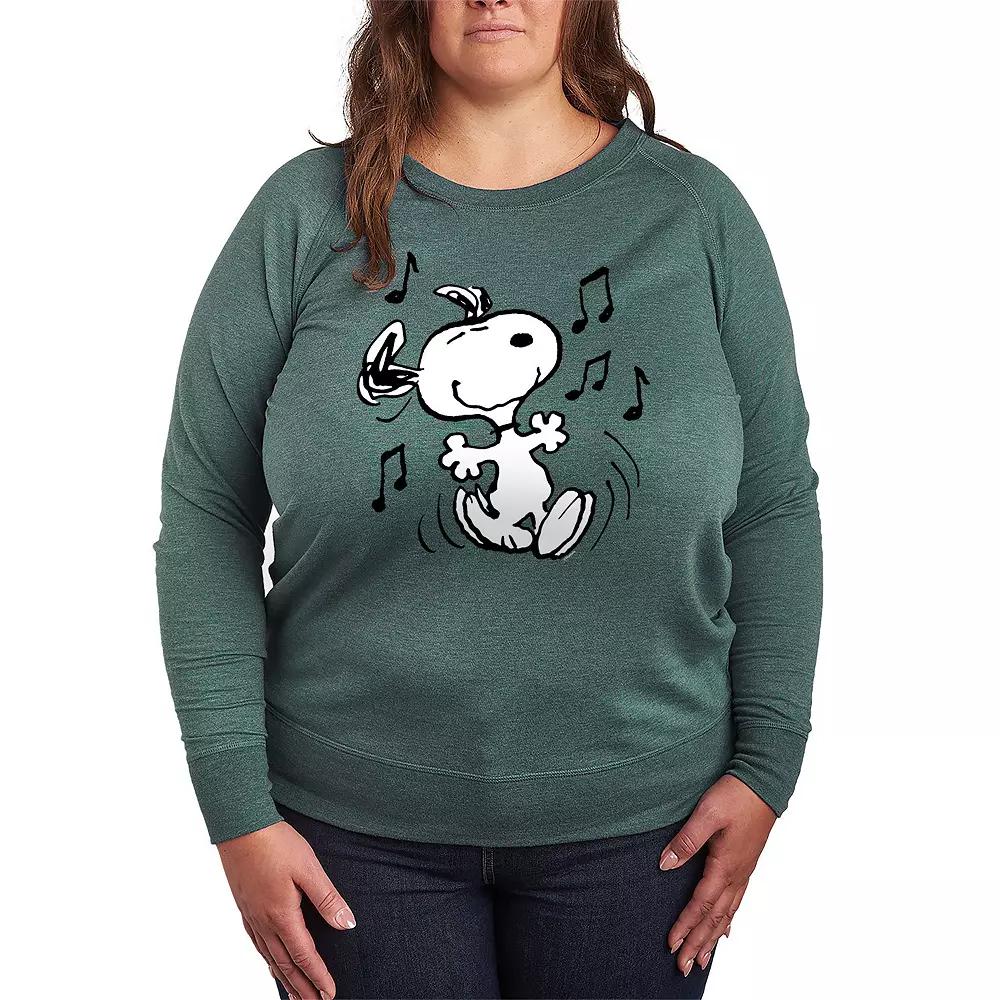 Women's Peanuts Snoopy Dancing French Terry Long Sleeve Tee, Girl's,  Product Image
