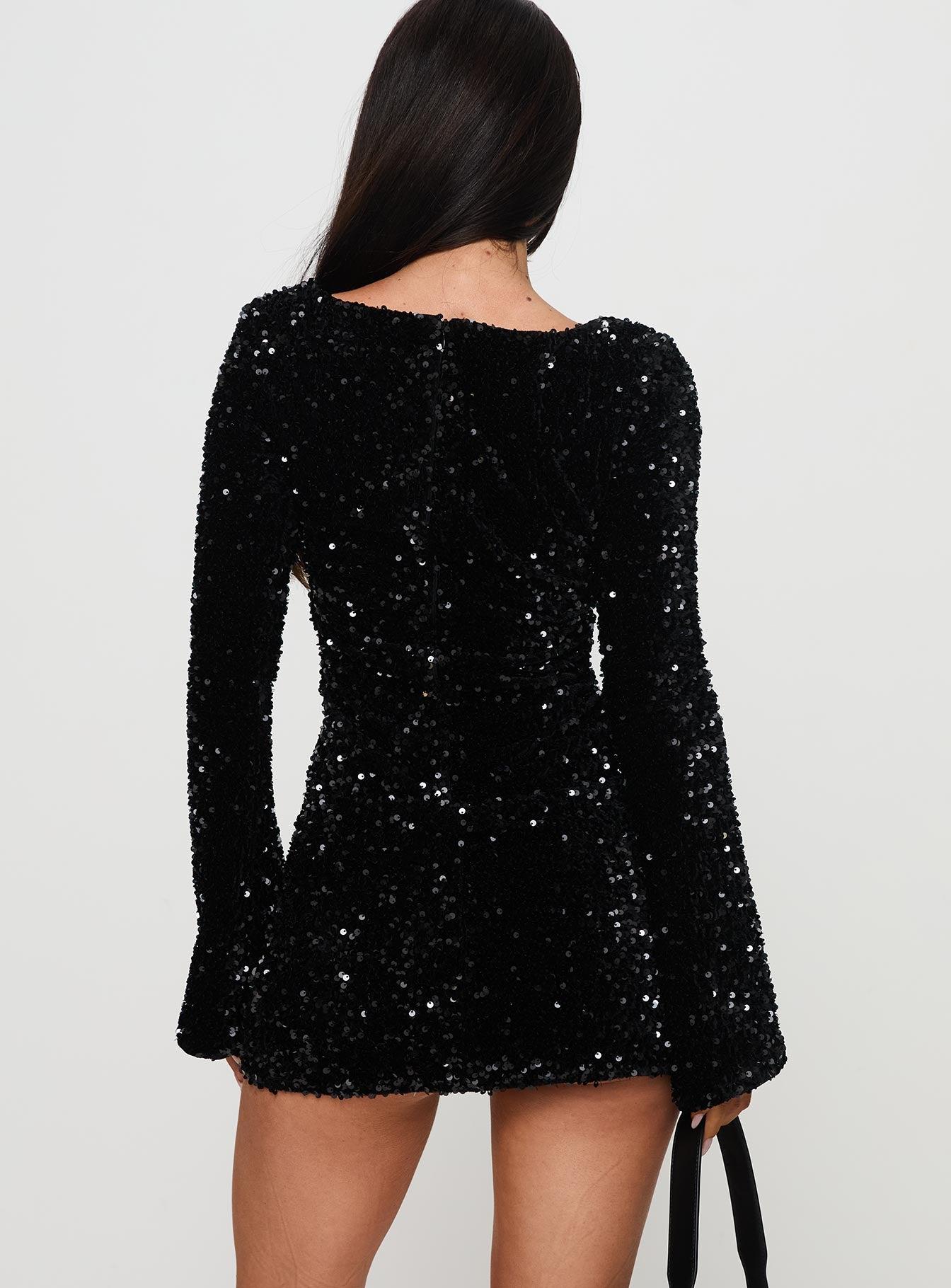 Vinelle Long Sleeve Mini Dress Black Product Image