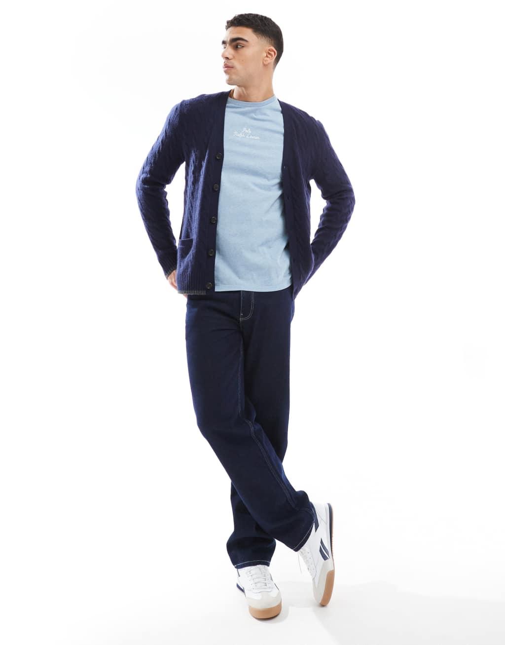 Polo Ralph Lauren icon logo pique shirt in light blue Product Image