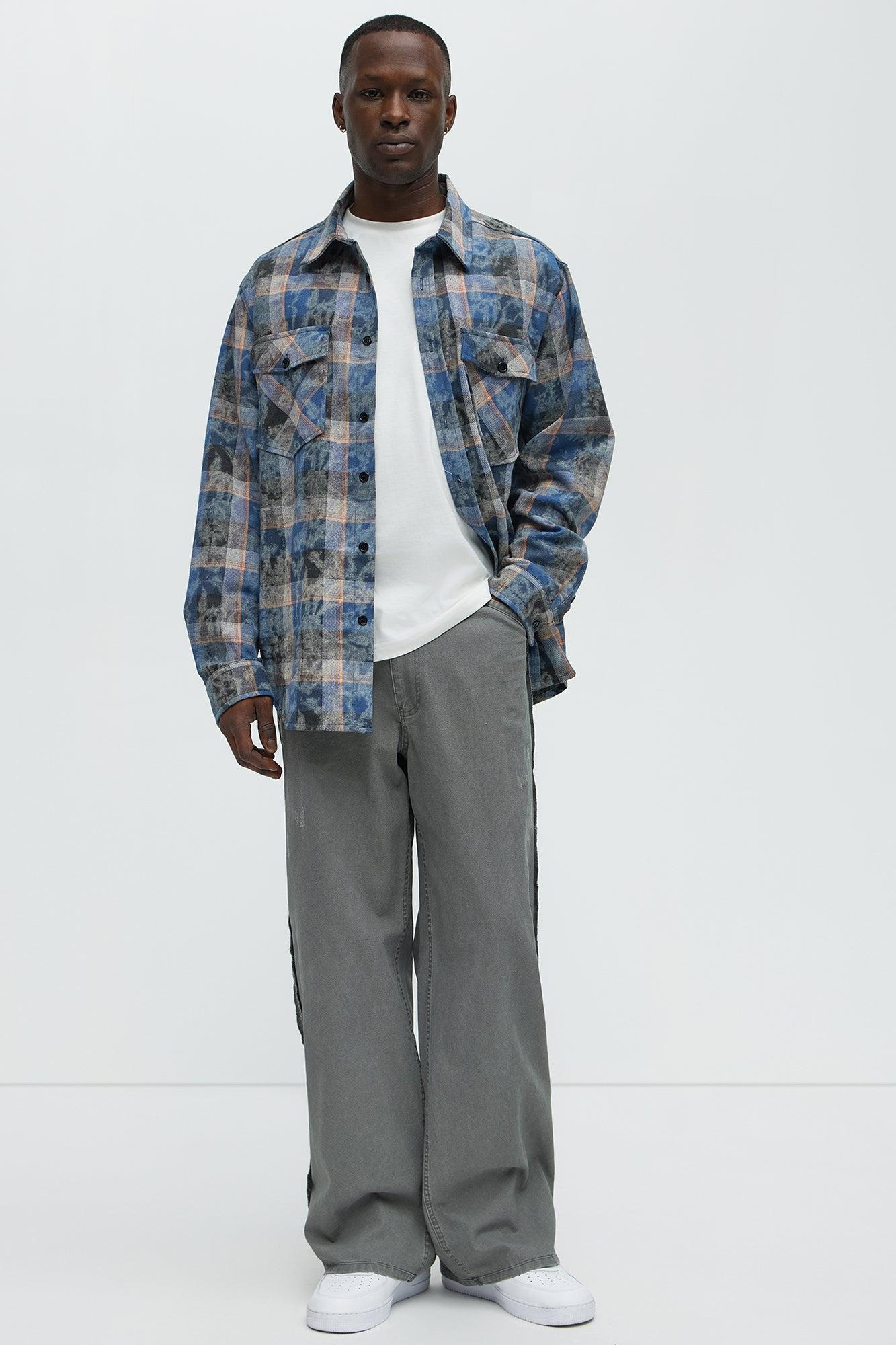 Inside Out Distressed Baggy Pants - Grey Product Image