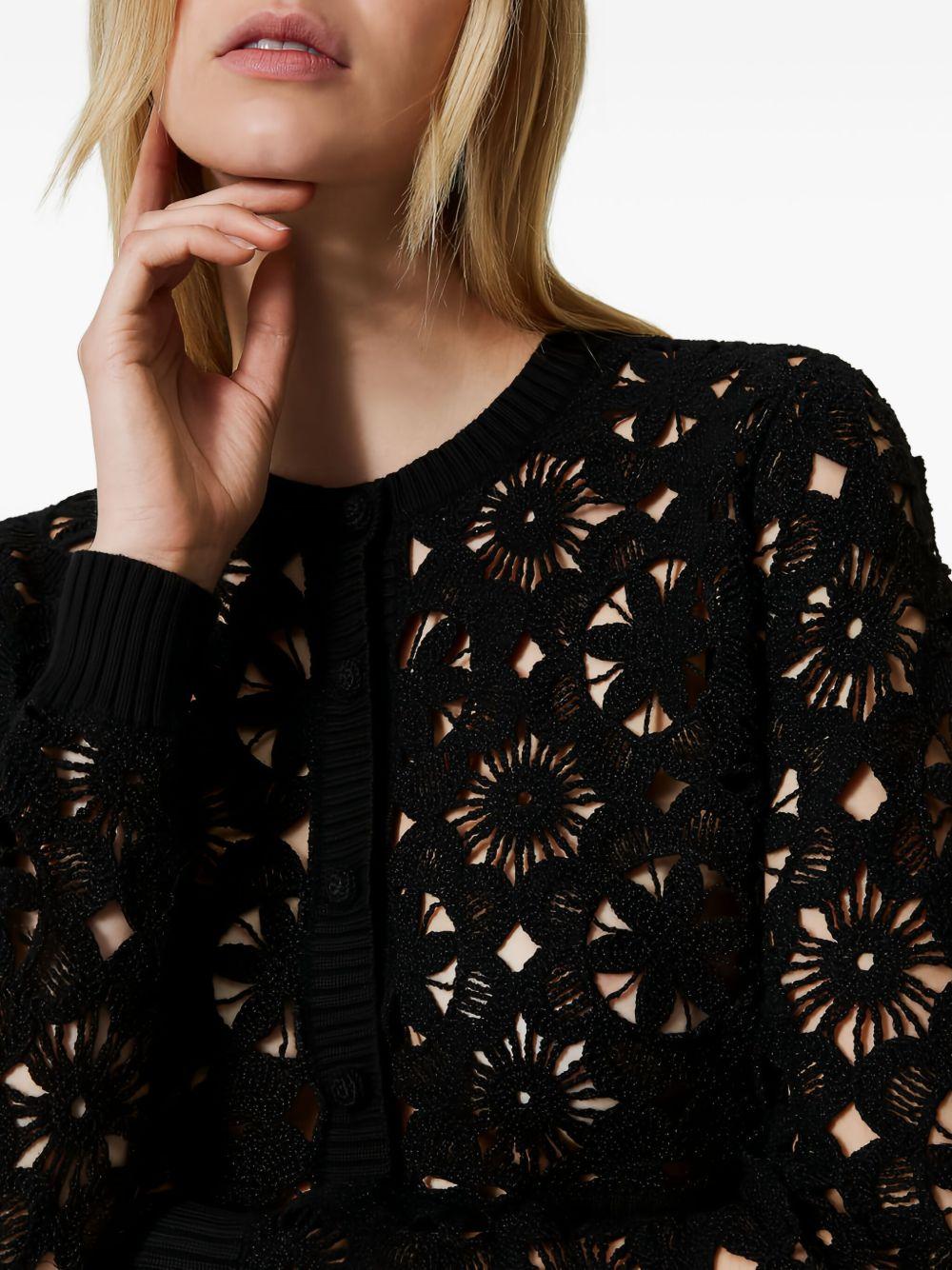 floral crochet cropped cardigan Product Image