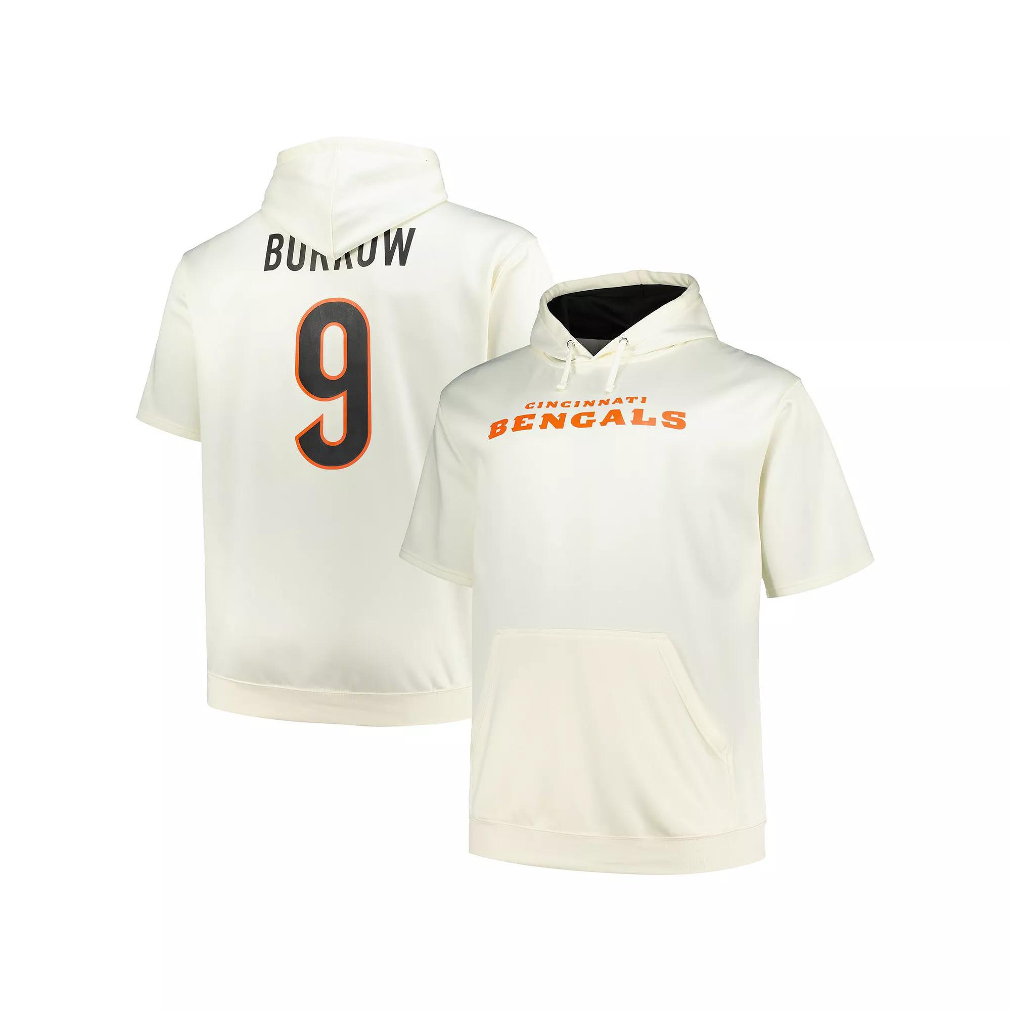 Men's Fanatics Branded Joe Burrow Cream Cincinnati Bengals Big & Tall Short Sleeve Hoodie T-Shirt, Size: 4XB, Beige Product Image