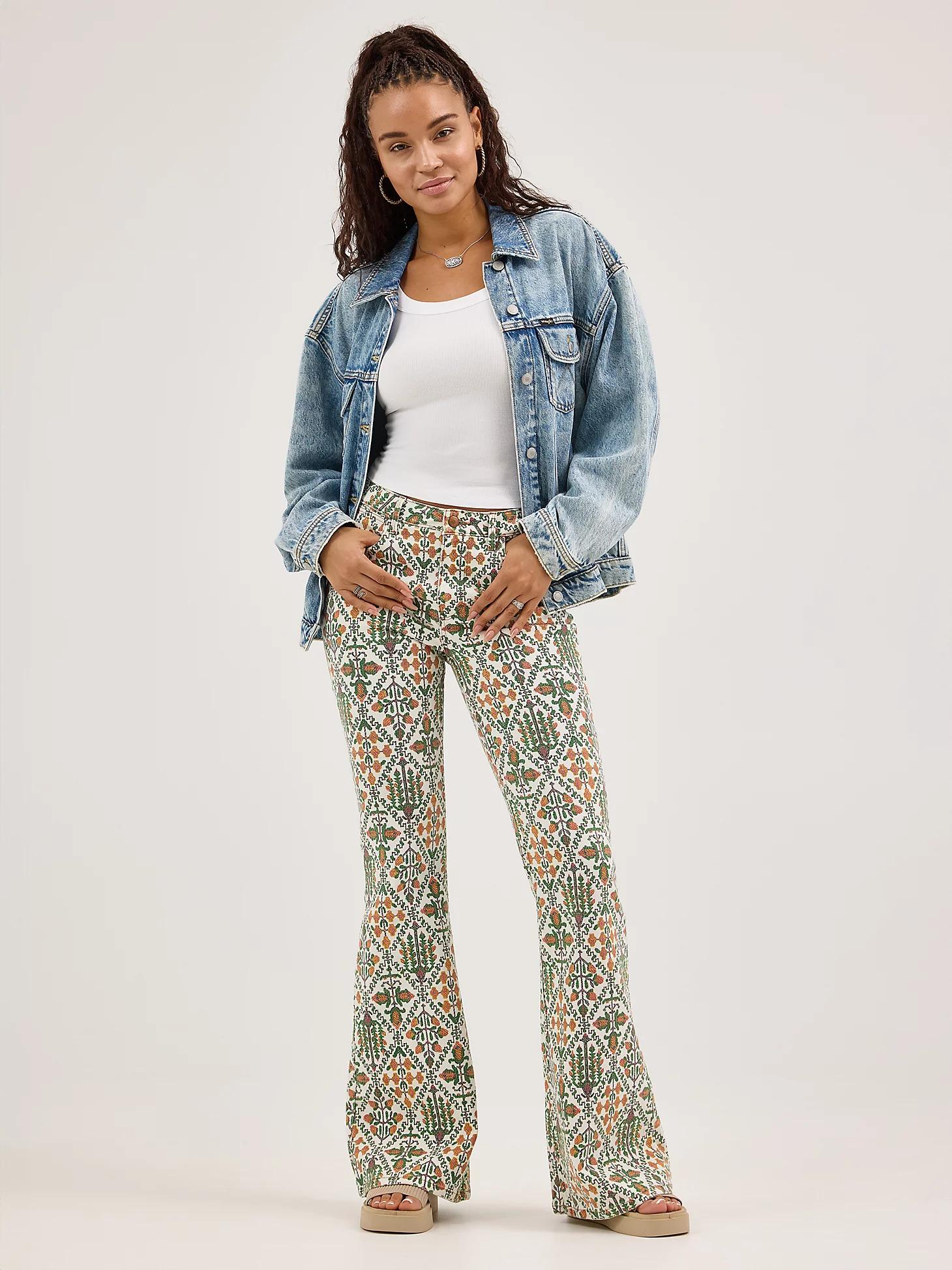 Women's Fierce Flare Print Jean in Vintage Garden Product Image