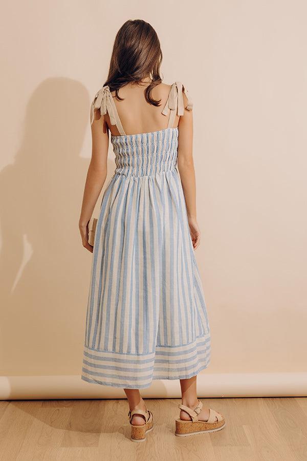 Shoreline Muse Linen-Blend Stripe Midi Dress Product Image