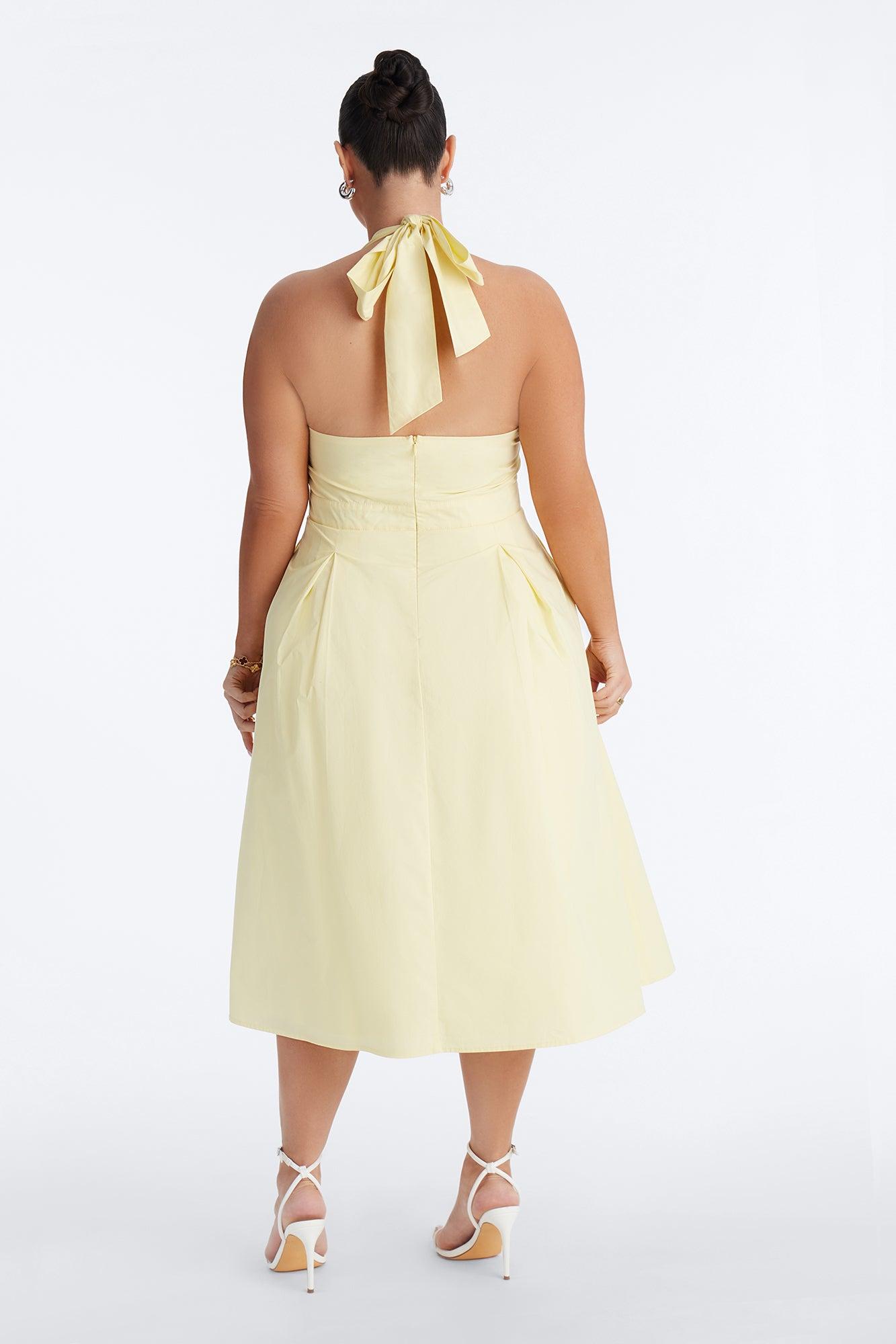 Aleah Halter Corset Midi Dress - SkyBlue Product Image