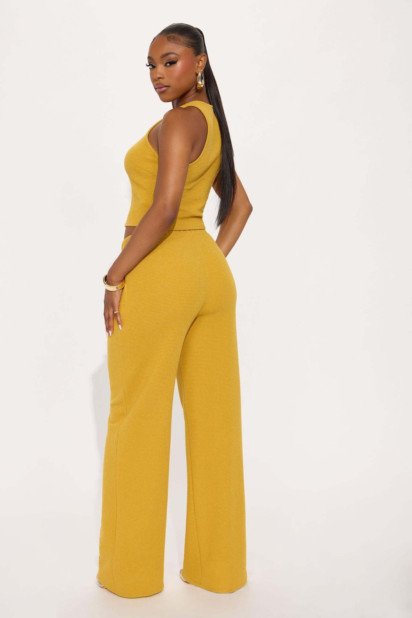 Alana Textured Wide Leg Pant Set - Mustard Female Product Image