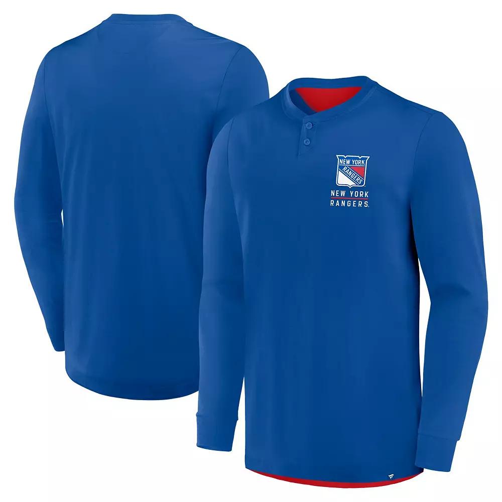 Men's Fanatics Blue New York Rangers Adrenaline Push Long Sleeve T-Shirt,  Product Image