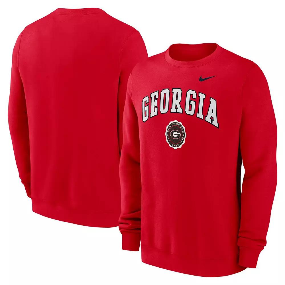 Men's Nike Red Georgia Bulldogs Arched Seal Pullover Sweatshirt,  Product Image