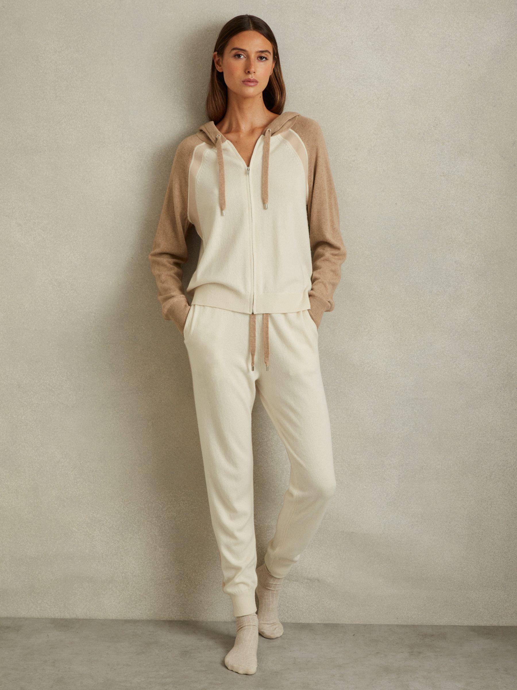 Ula Camel/Ivory Wool Blend Colourblock Hoodie Product Image