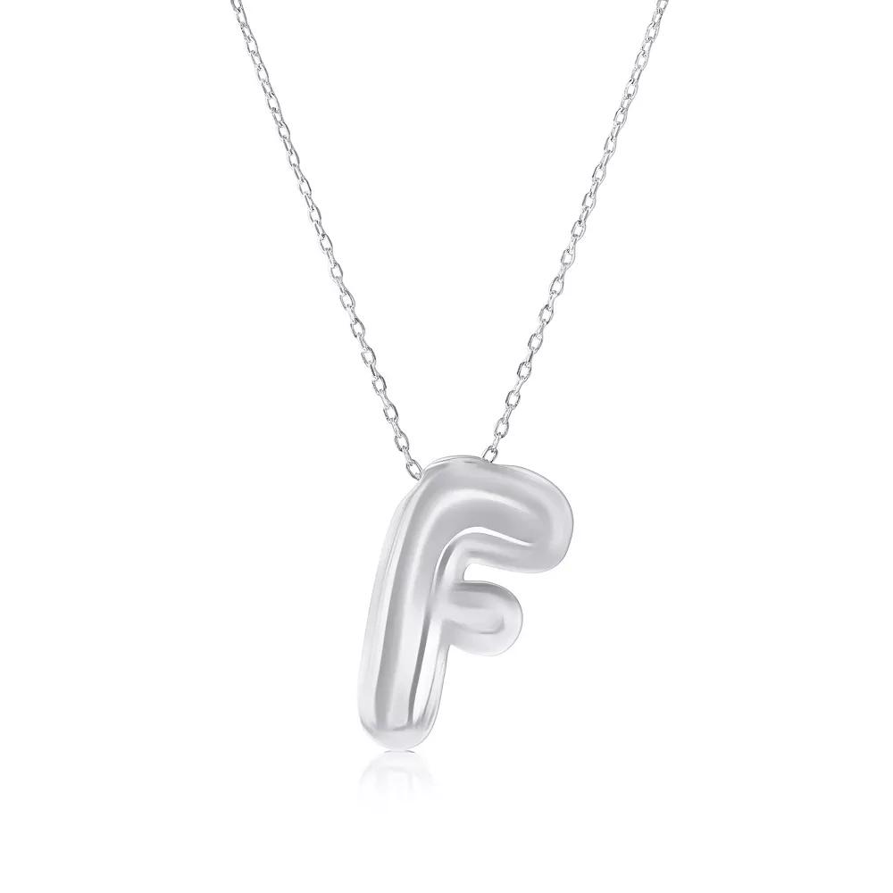 Argento Bella Sterling Silver Bubble Initial Necklace, Women's, Size: 16-18" ADJ, Sterling F Product Image