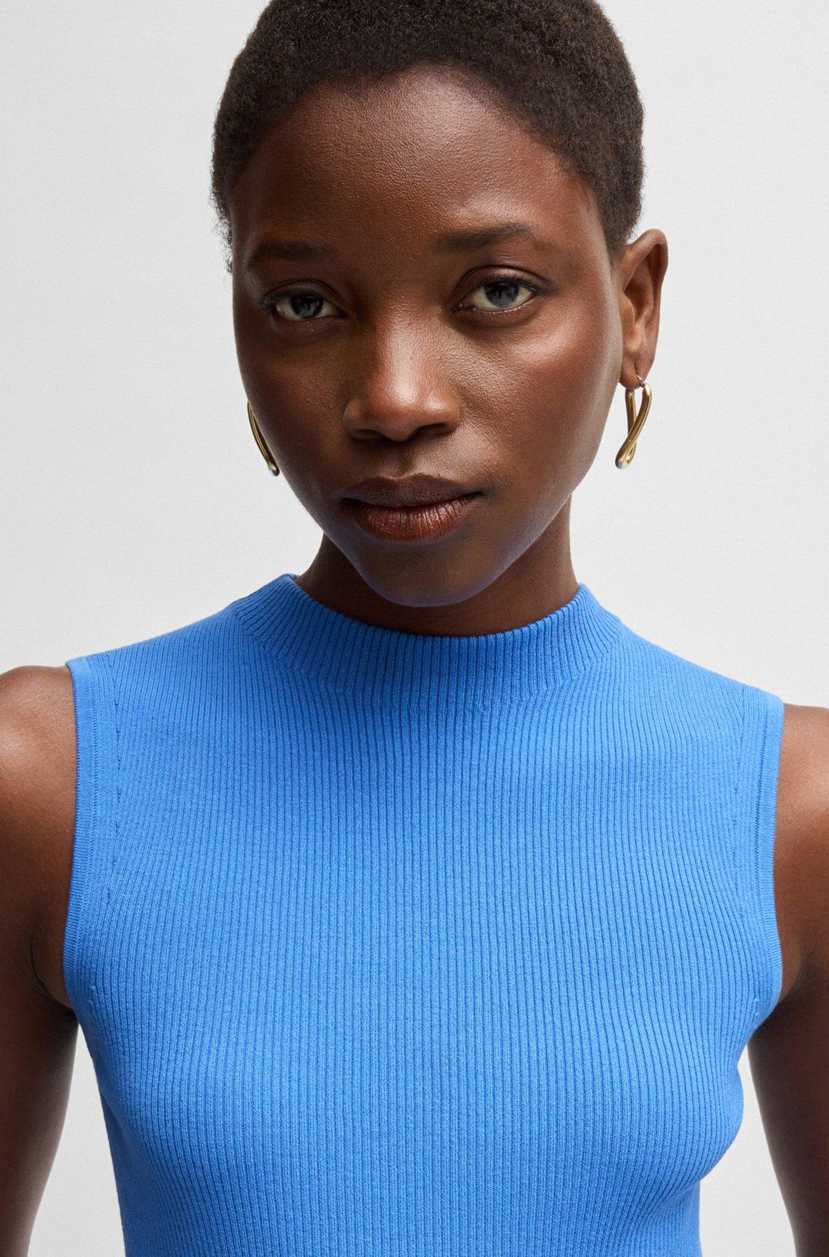 Ribbed-knit top with mock neckline Product Image