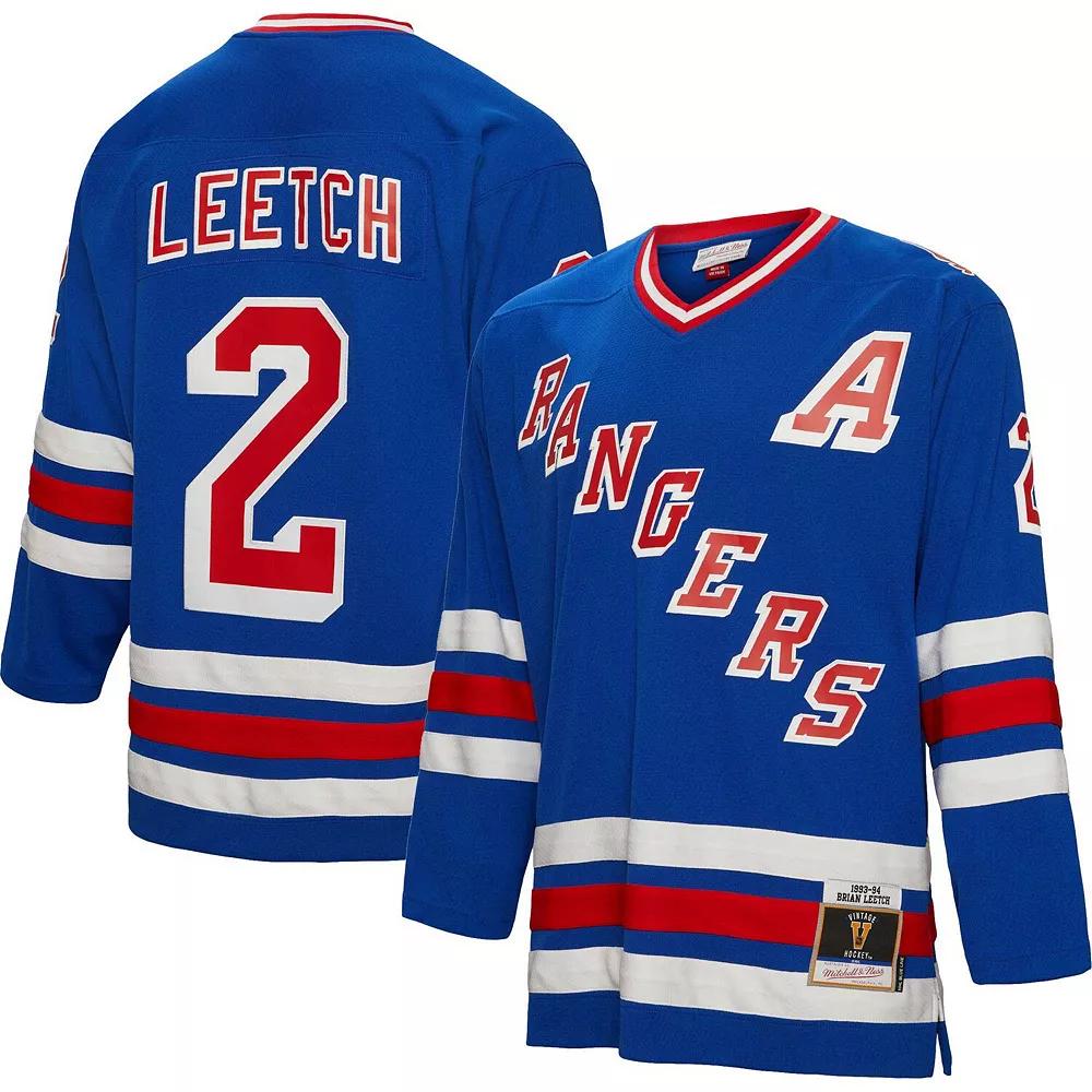Men's Mitchell & Ness Brian Leetch Blue New York Rangers 1993 Blue Line Player Jersey, Size: 5XL, Ran Blue Product Image