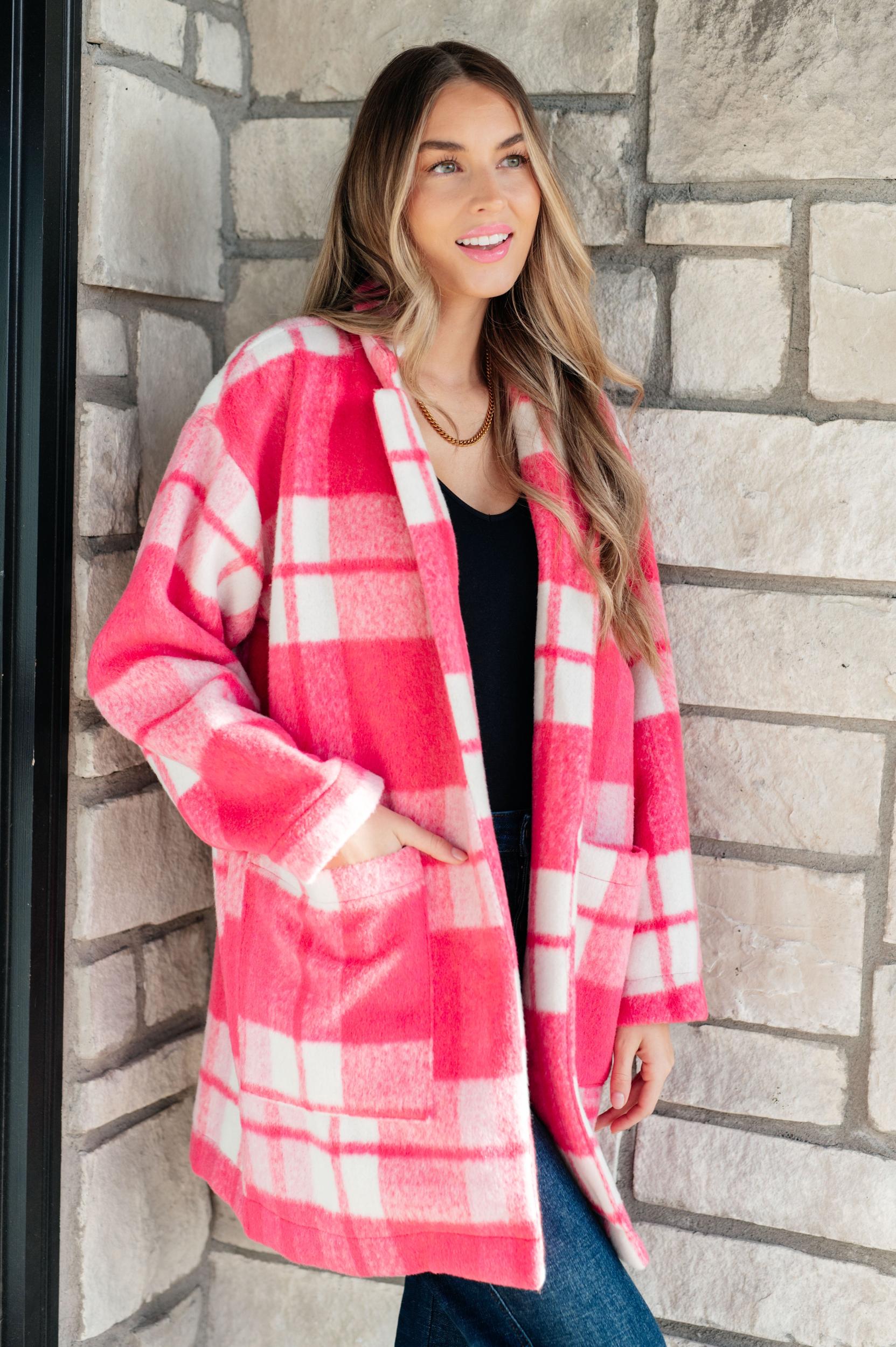 Passion in Plaid Coat in Pink (Online Exclusive) Product Image