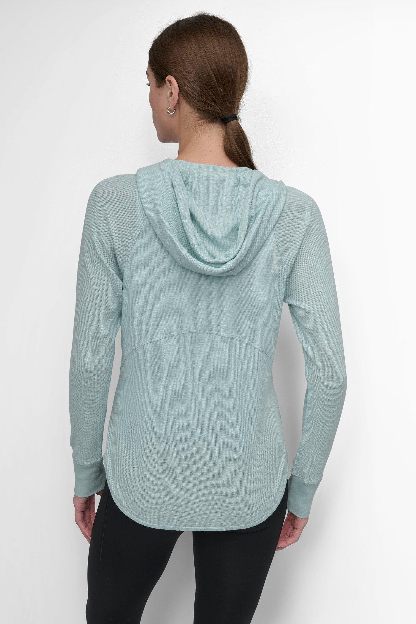 FULL ZIP MINI SLUB WAFFLE HOODIE WITH POCKETS Product Image